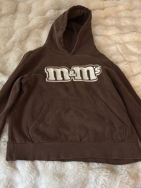 Authentic M&M’s Chocolate Brown Boxy Pullover Hoodie Men’s Small Unisex.